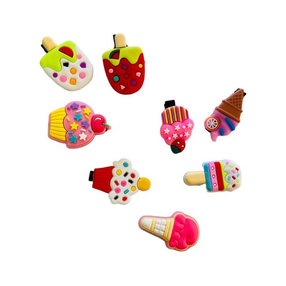 CupCake Hair Clips Set 8 pcs, Ice Cream Hair Clip for Girls & Baby Accessories - Picture 2 of 5